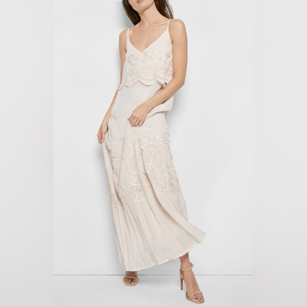 AS BY DF wild shore blush v-neck boho embroidered maxi dress
